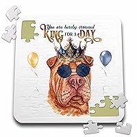 3dRose Shar Pei in a Crown and Sunglasses for Dads King of The Day Theme - Puzzles (pzl-382877-2)
