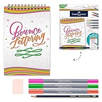 Faber-Castell Bounce Lettering - Hand Lettering for Beginners, DIY Crafts Project with 3 Brush Pens for Lettering