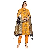 Indian Pakistani Readymade Women's Salwar Kameez Banarasi Art Silk Woven Suit with Silk Dupatta || Stitched Dress