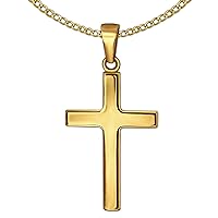 CLEVER SCHMUCK Set Golden Cross Pendant 21 mm Plain Shiny & Curb Chain 45 cm Both 333 Gold 8 Carat, Gold