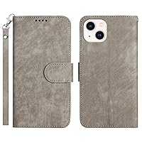 Smartphone Flip Cases Compatible with iPhone 14 Plus Wallet Case,Soft PU Leather Folio Flip Protective Cover,Magnetic Closure Shockproof Case Shockproof Cover Pocket Flip Cases (Color : Grey)