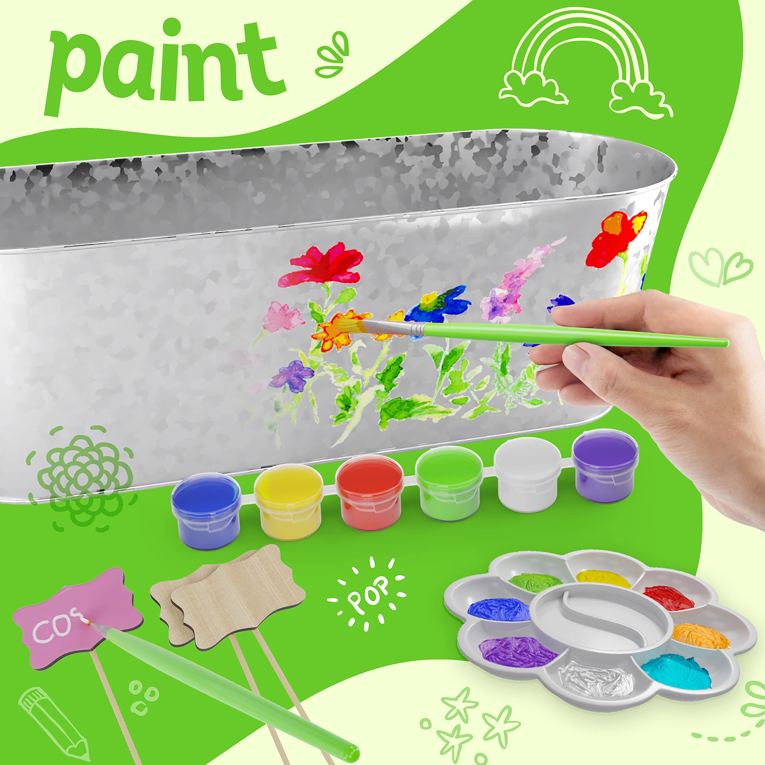 Dan&Darci Paint & Plant Flower Craft Kit for Kids - Best Birthday Crafts Gifts for Girls & Boys Age 5 6 7 8-12 Year Old Girl Gift - Children Gardening Kits, Art Projects Toys for Ages 5-12 Years