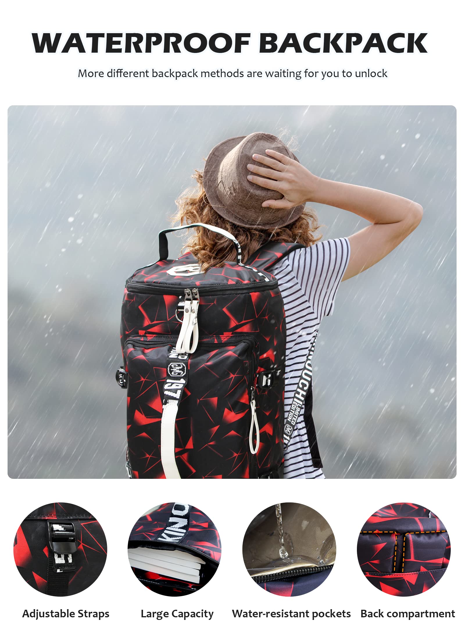 Gym Sport Bag Backpack Duffle Bag Weekender Bag Water-resistant Travel Sling Bag Casual Daypack for Men and Women
