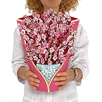 Freshcut Paper Pop Up Cards, Cherry Blossoms, 12 Inch Life Sized Forever Flower Bouquet 3D Popup Greeting Cards, Mother's Day Gifts, Birthday Gift Cards, Gifts for Her with Note Card & Envelope