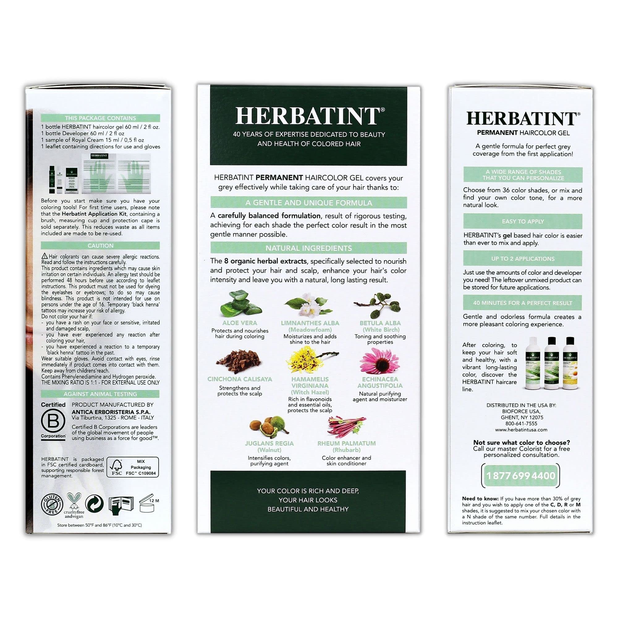 Herbatint Permanent Haircolor Gel, 5C Light Ash Chestnut, Alcohol Free, Vegan, 100% Grey Coverage - 4.56 oz