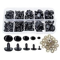 BESTCYC 1Box(125pcs) 5different Size Oval Shape Black Plastic Safty Nose for Teddy Bear Doll Animal Puppet Crafts