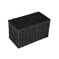 Household Essentials Small Handwoven Paper Rope Wicker Basket with Lid, Black