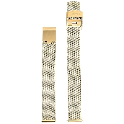 Skagen Women's 12mm Stainless Steel Mesh Watch Strap, Color: Gold-tone (Model: SKB2049)