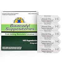 Bisacodyl Suppositories, Fast Acting Laxative 100 Count (Pack of 1)