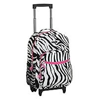 Rockland Double Handle Rolling Backpack, Pink Zebra, 17-Inch