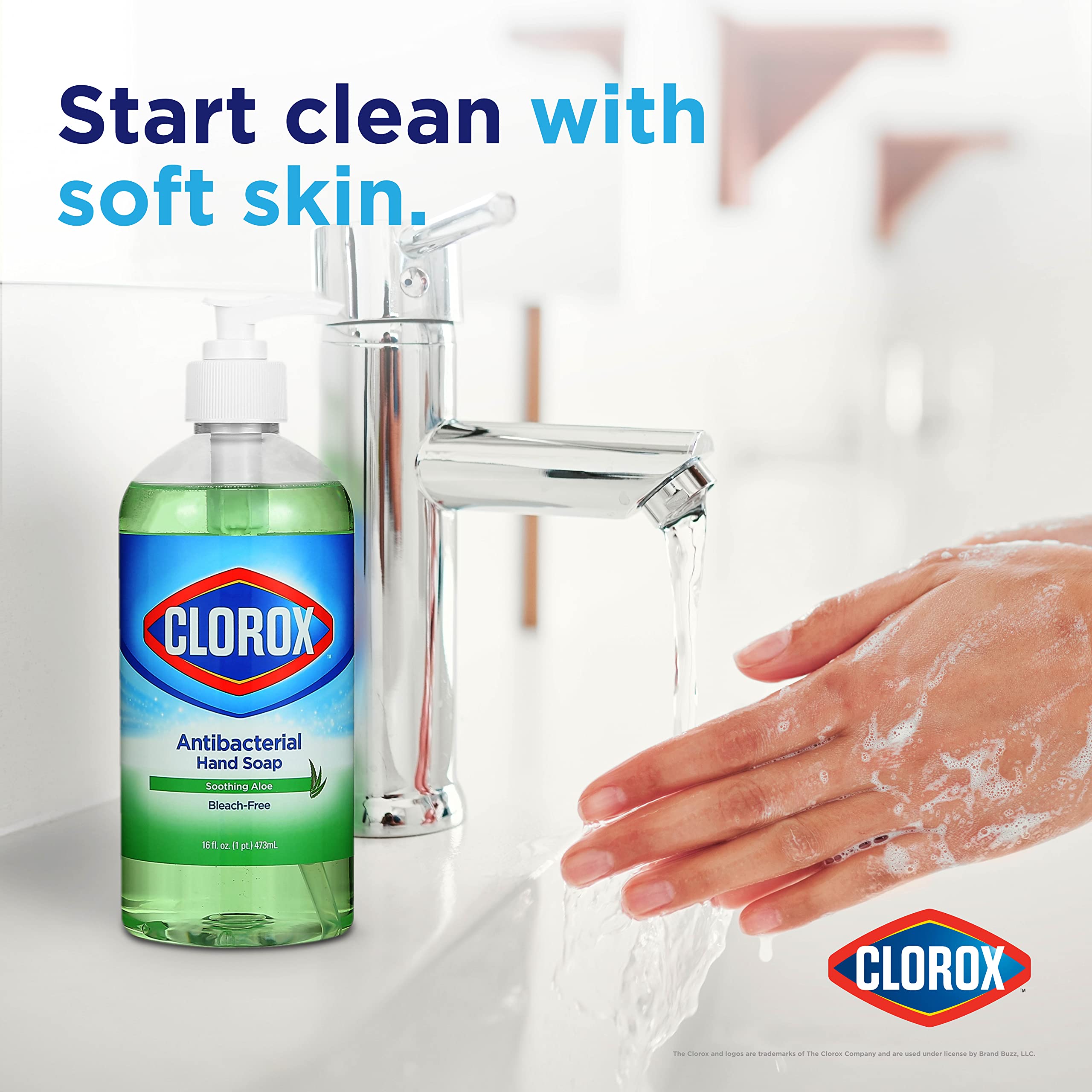 Clorox Liquid Hand Soap Pump - 16 oz Soothing Aloe Antibacterial Hand Soap - Liquid Hand Soap Eliminates Dirt, Soft on Hands Tough on Dirt - Clorox Hand Soap, Bathroom Hand Soap, Kitchen Soap