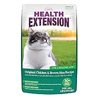 Health Extension Dry Cat Food, Natural Food with Added Vitamins & Minerals, Suitable for All Kitten & Adult Cats,Chicken & Brown Rice Recipe, 15 lb
