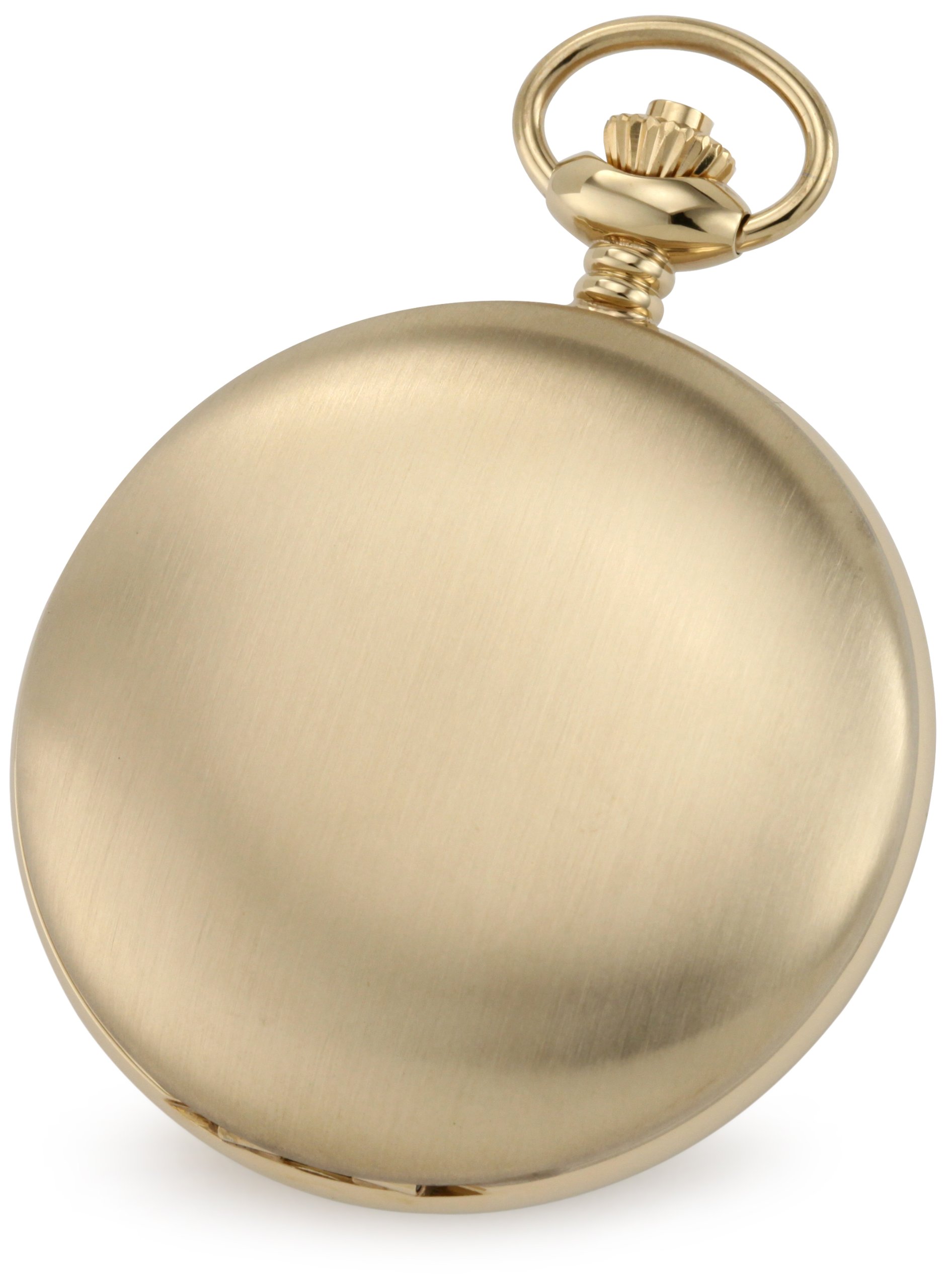 Charles-Hubert, Paris 3906-G Premium Collection Gold-Plated Stainless Steel Satin Finish Hunter Case Mechanical Pocket Watch
