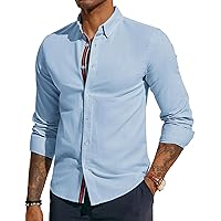 PJ PAUL JONES Men's Linen Shirts Long Sleeve Casual Button Down Shirt Breathable Dress Shirts