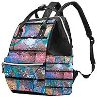 Watercolor Graffiti Brick Wall Diaper Bag Backpack Baby Nappy Changing Bags Multi Function Large Capacity Travel Bag