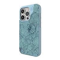 ZAGG London Snap iPhone 15 Pro Case - Protective Cell Phone Case, Drop Protection (13ft/4m), Durable Graphene, MagSafe Phone Case, Slim and Lightweight, Floral Teal Blue