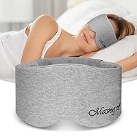 Mavogel Cotton Sleep Mask - Comfortable & Breathable Eye Mask for Sleeping Adjustable Full Eye Cover with Elastic Strap, Sleep Mask Blackout for Travel Yoga Nap, Ultra-Thin Ultra-Light Design, Gray