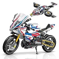 HOGOKIDS Motorcycle Building Block Set - 2 in 1 Motorcycle Space Warship Display Model 521 PCS, STEM Tech Motorbike Toy Collection Brick Kit, Birthday Gift for Adults Kids Boys Ages 6-12+ Years