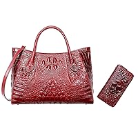 PIJUSHI Women Handbags Crocodile Top Handle Bag Designer Satchel Bags For Women Wristlet Wallet for Women Crocodile Leather Wallet Ladies Clutch Purse