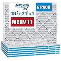 Aerostar 19 7/8 x 21 1/2 x 1 MERV 11 Pleated Air Filter, AC Furnace Air Filter, 6 Pack (Actual Size: 19 7/8
