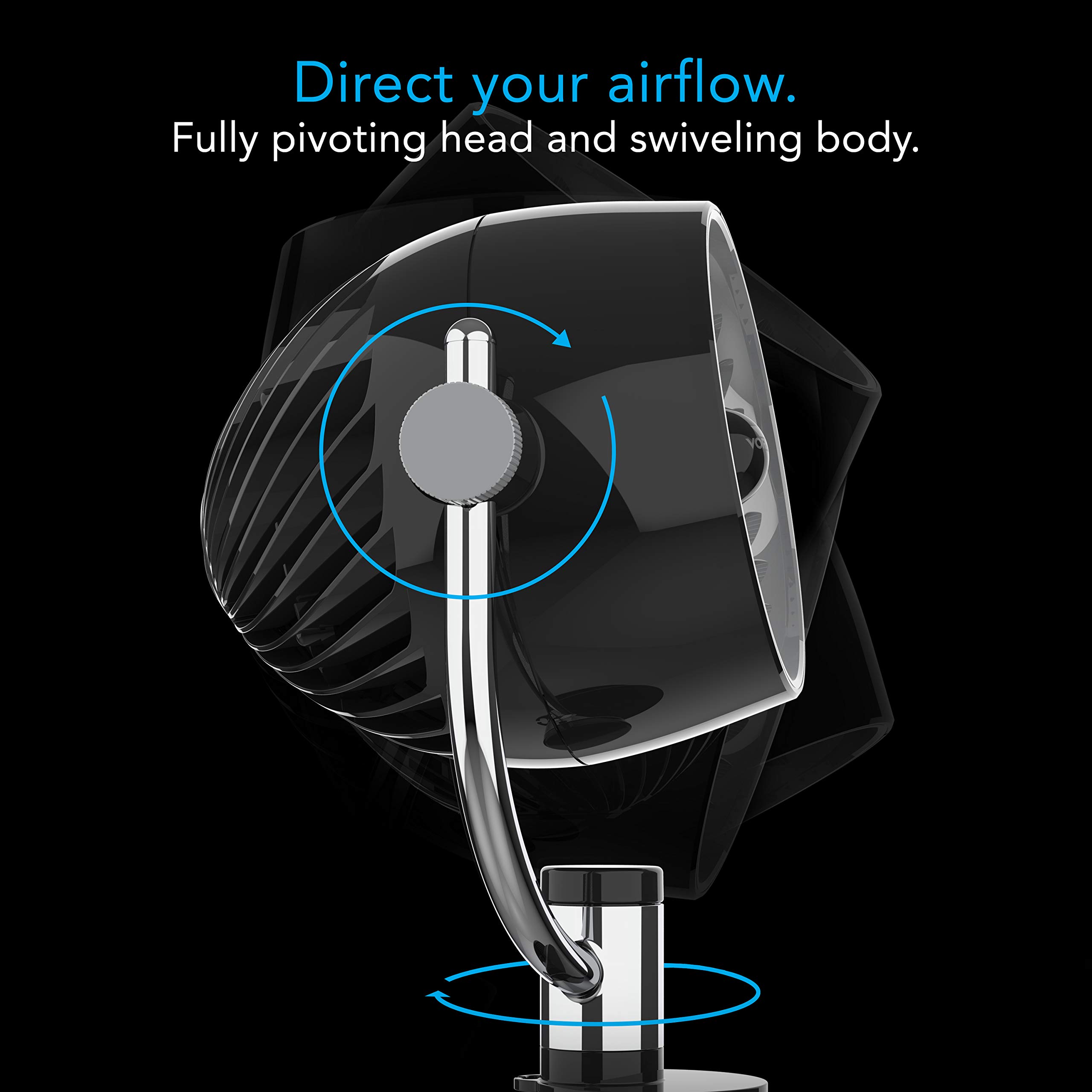 Vornado Pivot3C Compact Air Circulator Clip On Fan with Multi-Surface Mount, Black