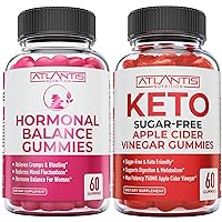 Atlantis Nutrition Hormonal Balance PMS Relief 60 Gummies + Sugar Free Keto Apple Cider Vinegar 60 Gummies