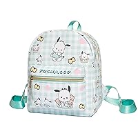 Anime Pochacco Backpack Mini Cute Cartoon Daily Travel Bag All Over Printed Checkered Daypack Travel Hiking Backpack Green