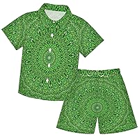 visesunny Toddler Boys 2 Piece Outfit Button Down Shirt and Short Sets Floral Boy Summer Outfits Kids 3-10Y