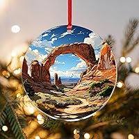 Arches National Park Christmas Acrylic Ornament Modern Cityscape Christmas Porcelain Ornament 3 in Funny Sublimation Ornament Blanks for Xmas Party Decorations