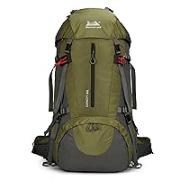 Mountain Land Hiking Backpack for Men Women, 60L Lightweight Waterproof Camping Backpack with Rain Cover, Outdoor Sport Backpacking Daypack with Shoe Compartment for Travel Climbing Army Green