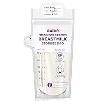 Nuliie Temperature Indicating Breastmilk Storage Bags, Presterilized, BPA Free, Leakproof with Easy Pour Spout, Hygienically Self Standing Milk Storage Bags Freezer for Breastfeeding - 6oz, 50pcs