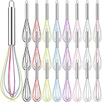 24 Pcs Whisks Bulk for Cooking 10 Inch Silicone Whisks Non Scratch Stainless Steel Hand Whisks Large Coated Metal Heat Resistant Egg Beaters for Classroom Cook Party Favor Gift Supplies