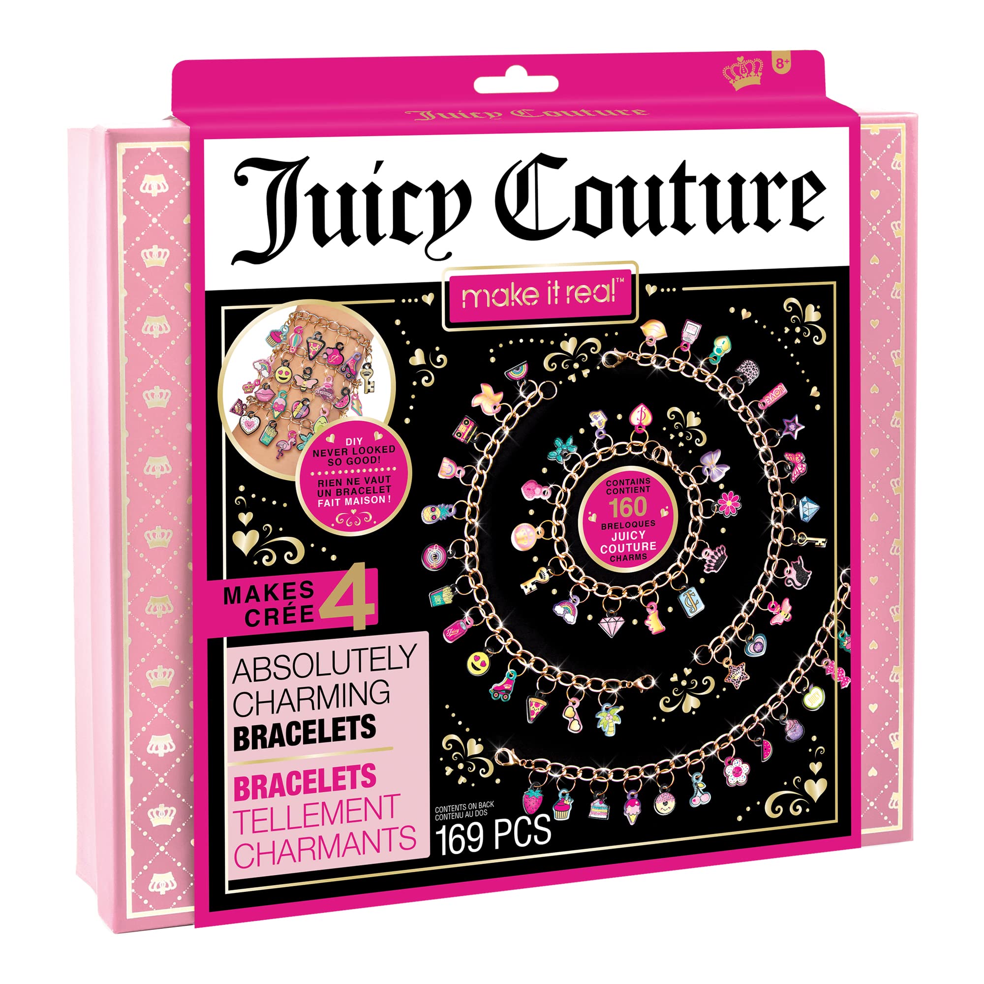 Make It Real - Juicy Couture Absolutely Charming Bracelet Making Kit - Kids Jewelry Making Kit - DIY Charm Bracelet Making Kit for Girls - Friendship Bracelets with Charms for Girls 8-10-12-14