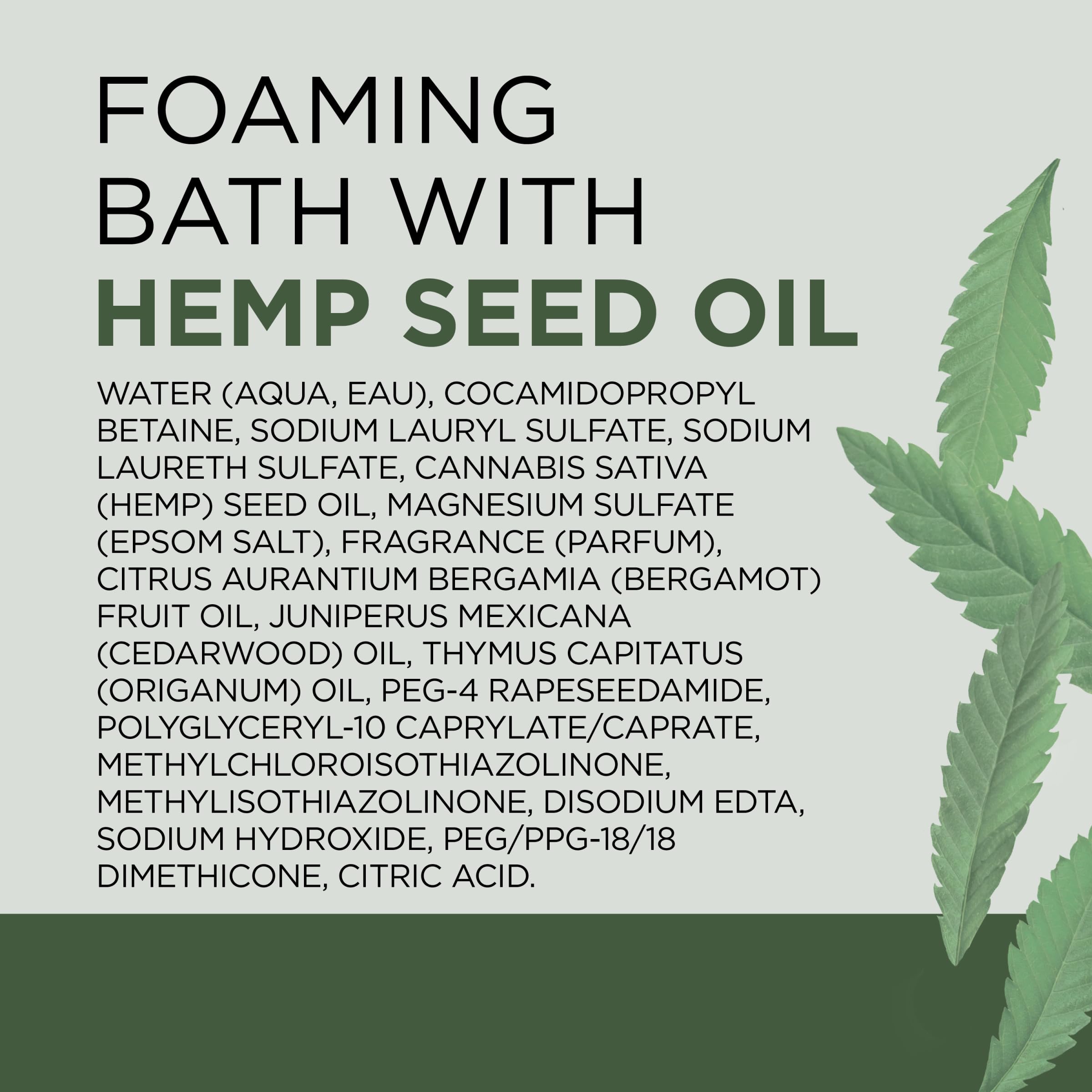 Dr Teal's Foaming Bath with Pure Epsom Salt, Cannabis Sativa Hemp Seed Oil, 34 fl oz (Pack of 2)