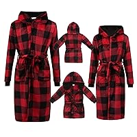 Multitrust Matching Family Christmas Pajamas Set Warm Fleece Robe Pjs Set Christmas Matching Jammies Holiday Sleepwear