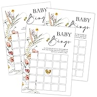 Boho Wildflower Baby Bingo Game, Baby Shower Game, Pack of 30 Game Cards, Gender Neutral Boy or Girl, Fun Baby Game and Activity - FA08