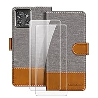 Leather Case for Lenovo ThinkPhone 5G Magnetic Phone Case with Wallet and Card Slot + [2 Pack] Tempered Glass Screen Protector for Lenovo ThinkPhone 5G (6.6”)