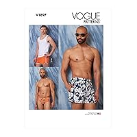 Vogue Men's Swimsuit and Tank Top Sewing Pattern Kit, Design Code V1897, Sizes XL-2XL-3XL