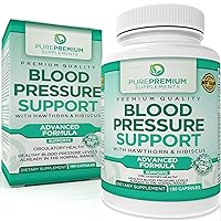 PurePremium Blood Pressure Supplements with Hawthorn, Hibiscus & Garlic - Support Normal Cardiovascular & Circulatory Health - Vitamins Support for Normal Heart Health - 6 Months Supply - 180 Capsules