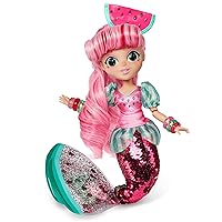 Sunny Days Entertainment Fidgie Friends Watermellow – Mermaid with Flip Sequin Tail | 10.5 Inch Fashion Doll with Fidgets | Sensory Toys for Kids