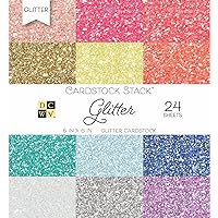 DCWV Card Stock 6X6 Glitter Stack, 24 Sheets