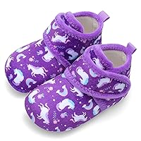 Scurtain Unisex Kids Toddler Slippers Socks Artificial Woolen Slippers with Non-slip Rubber Sole