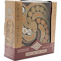 Project Genius Inc. Egyptian Coin Trade – Wooden Puzzle, High Difficulty, Brainteaser Challenge to Sort The Gold and Silver Coins into Different Columns, Ages 14+