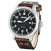 LUFTWAFFE Large Men's XL Pilot Watch Model A Brown Swiss Automatic Movement, brown, Strap.