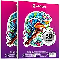 ARTISTO Watercolor Pads 9x12”, Pack of 2 (60 Sheets), Glue Bound, Acid-Free Paper, 140lb (300gsm), Perfect for Most Wet & Dry Media, Ideal for Beginners, Artists & Professionals
