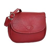 Womens Real Leather Crossbody Bag Ladies Casual Satchel Style Messenger Handbag Jazz, Red, Medium