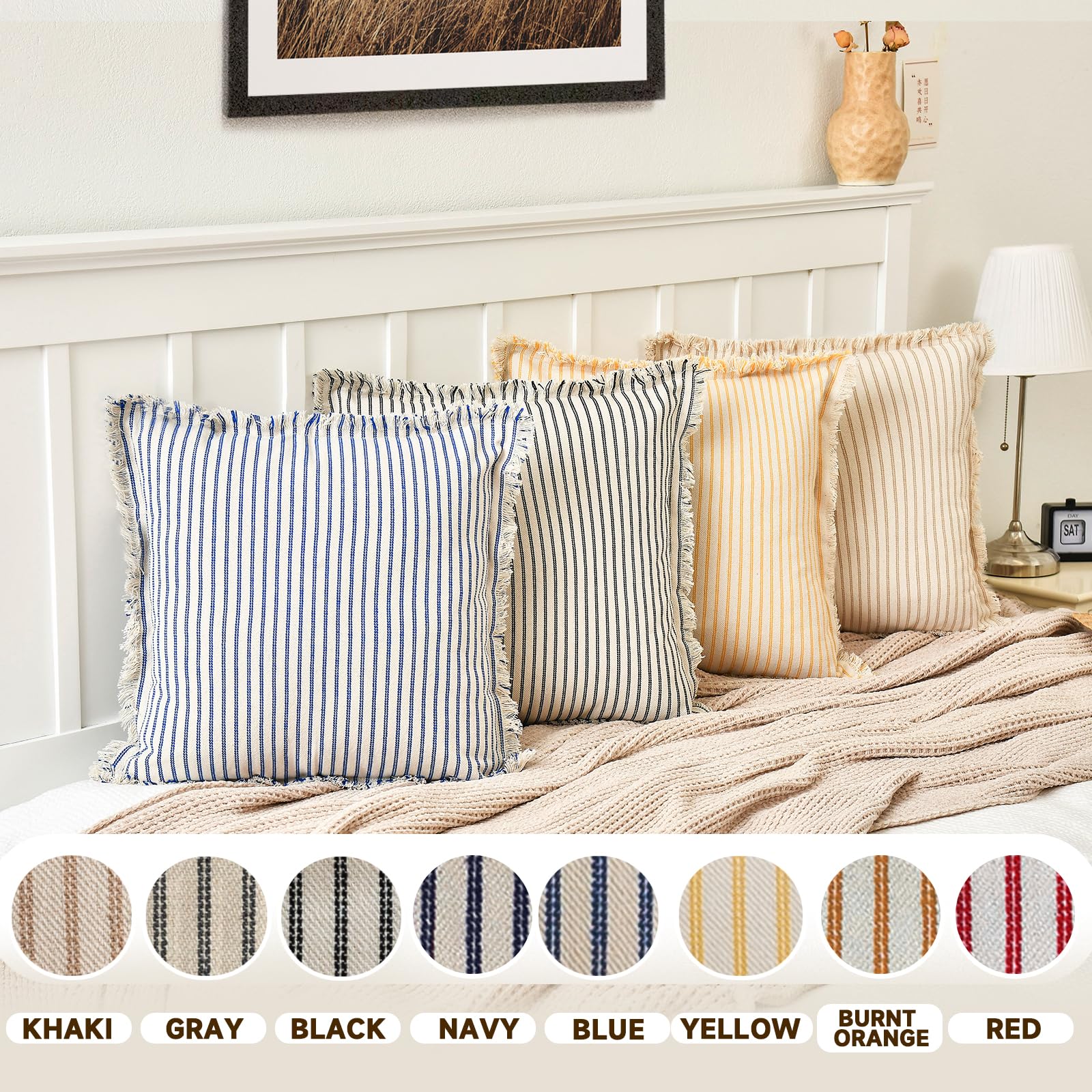 Mua ZWJD Throw Pillow Covers 22x22 Set of 2 Striped Pillow Covers ...