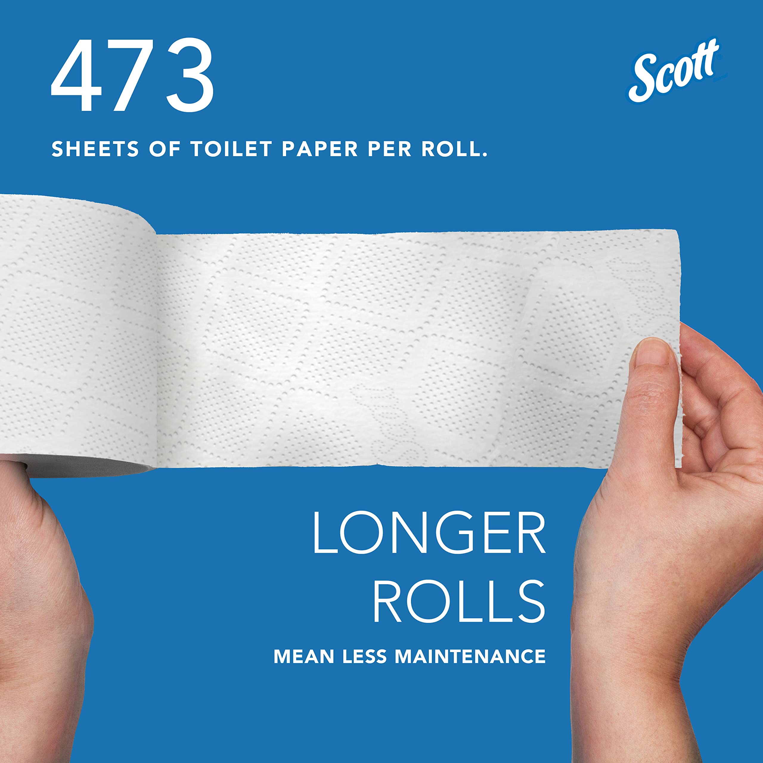 Scott® Professional 100% Recycled Fiber Standard Roll Toilet Paper (13217), with Elevated Design, 2-Ply, White, Individually wrapped rolls, 473 Count (Pack of 80), Total 37,840 Sheets