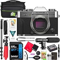 Fujifilm X-T30 II Mirrorless Interchangeable Lens Digital Camera Body - Silver 16759641 Bundle with Deco Gear Photography Bag + Microphone + Monopod + Software & Accessories Kit