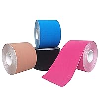 Breathable Cotton Kinesiology Tape,4 Rolls 16ft Water Resistant Kinetic Uncut Kinesiology Tape for Knee Pain,Elbow & Shoulder Muscle,Uncut,Latex Free